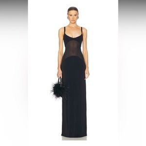 HELSA
Sheer Knit Curve Maxi Dress